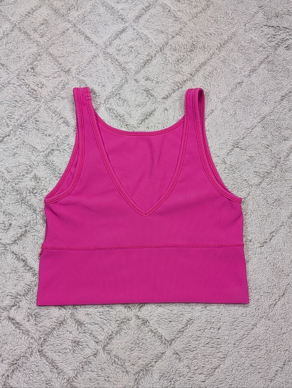 Lululemon Top Womens 8 Sonic Pink Power Pivot Tank Ribbed Cropped Train